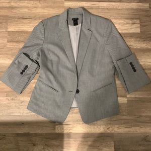 Ann Taylor: Grey/White Pin Stripped Jacket/Blazer